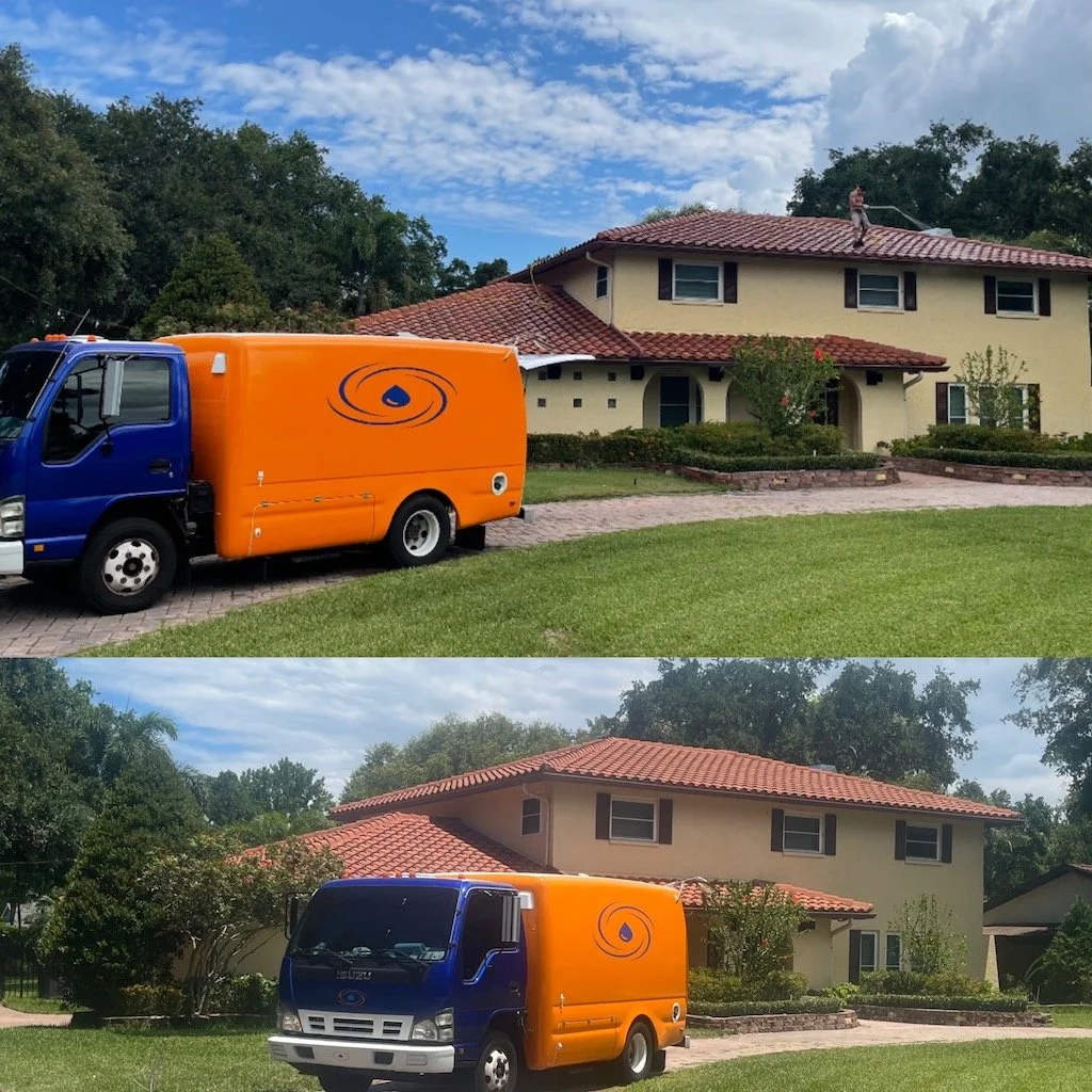 House washing in progress on a Tampa Bay area home before listing